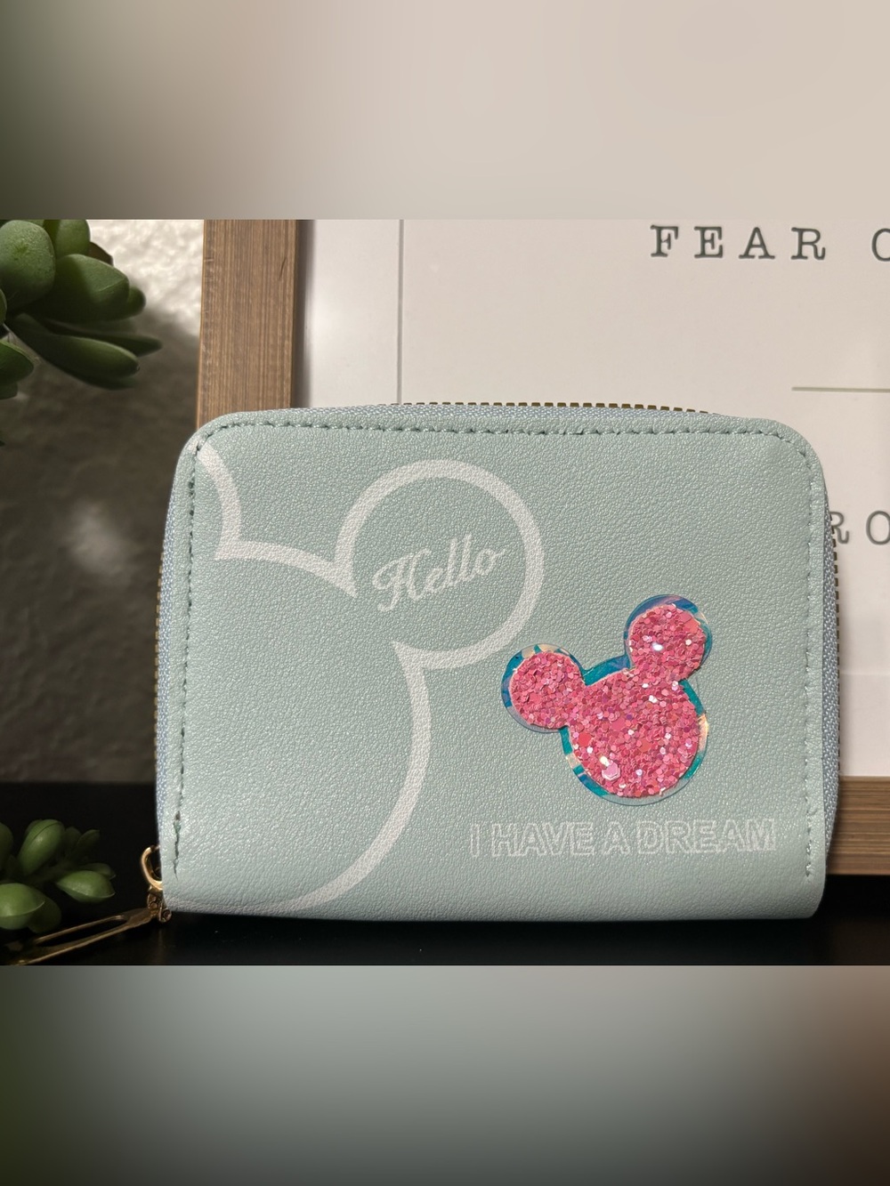Hello Mouse Pink Sequin Zip Around Wallet